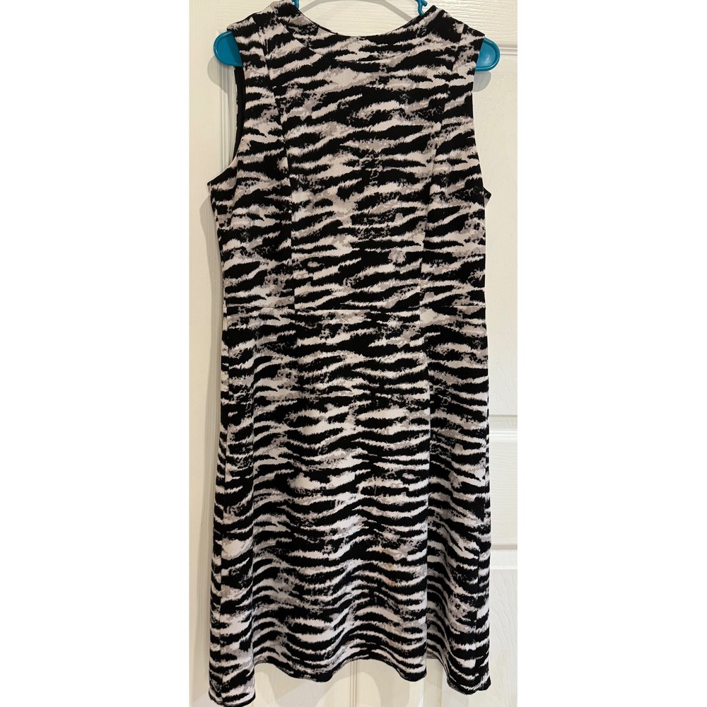 Nine West Zebra Print Dress Sleeveless Career Casual‎ Black White Size 10